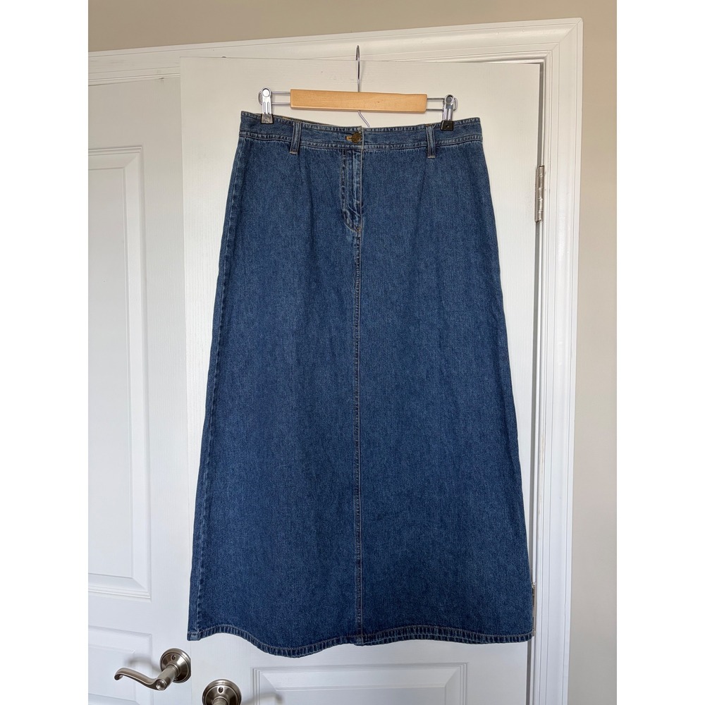 Vintage Casual Corner Annex Denim Maxi Skirt Medium Wash Cotton Size 12 Altered